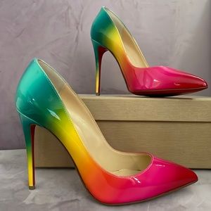 Christian Louboutin pigalle follies 100 patent rainbow size 36.5